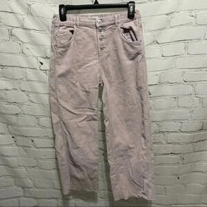 Zara High Rise Cropped Light Purple Corduroy Button Fly Jeans size 13-14